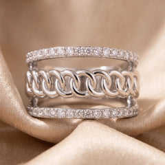 0.44 CT Diamond Curb Chain Band Ring