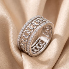0.44 CT Diamond Curb Chain Band Ring