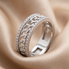 0.44 CT Diamond Curb Chain Band Ring
