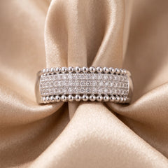 0.67 CT Diamond Pavé Beaded Edge Band Ring