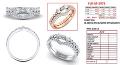 0.70 CT Heart & Round Diamond V Shaped Band Ring