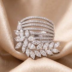 5.02 CT Marquise, Pear & Round Diamond Multi Row Leaf Ring