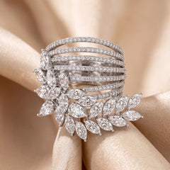 5.02 CT Marquise, Pear & Round Diamond Multi Row Leaf Ring