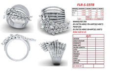 5.02 CT Marquise, Pear & Round Diamond Multi Row Leaf Ring