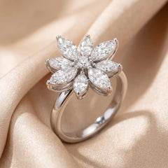 2.10 CT Marquise & Round Diamond Flower Ring