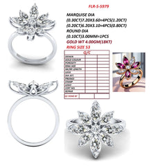 2.10 CT Marquise & Round Diamond Flower Ring
