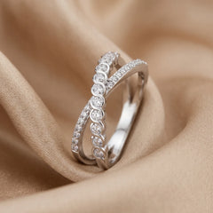 0.39 CT Diamond Criss Cross Twist Band Ring