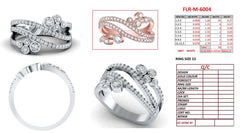 0.73 CT Diamond Bezel Cluster Multi Row Ring