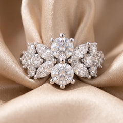 2.94 CT Marquise & Round Diamond Cluster Ring