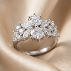 2.94 CT Marquise & Round Diamond Cluster Ring