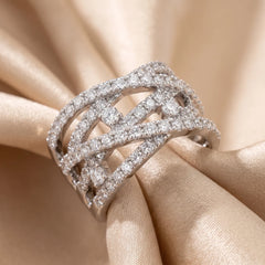 2.03 CT Diamond Wide Criss Cross Ring