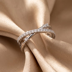 0.23 CT Diamond Criss Cross Band Ring