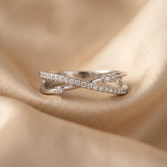 0.23 CT Diamond Criss Cross Band Ring