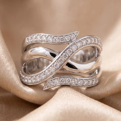 0.32 CT Diamond Wave Multi Row Ring