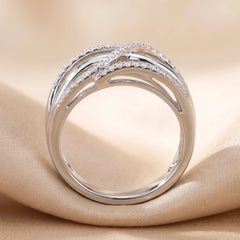 0.32 CT Diamond Wave Multi Row Ring