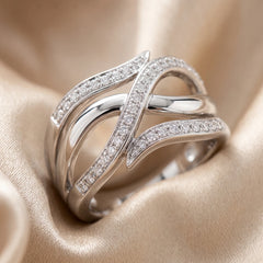 0.32 CT Diamond Wave Multi Row Ring