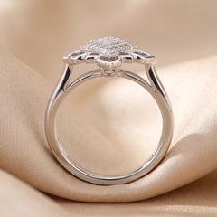 0.15 CT Diamond Pavé Square Floral Ring