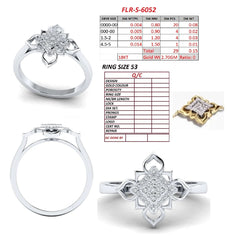 0.15 CT Diamond Pavé Square Floral Ring