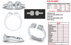 1.20 CT Emerald-cut & Oval Diamond Halo Open Ring