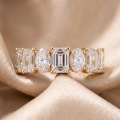 2.80 CT Emerald-cut & Oval Diamond Half Eternity Ring