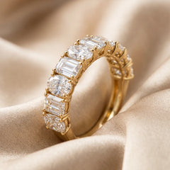 2.80 CT Emerald-cut & Oval Diamond Half Eternity Ring