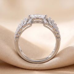 1.04 CT Marquise & Round Diamond Wide Pavé Ring