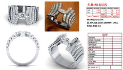 1.04 CT Marquise & Round Diamond Wide Pavé Ring