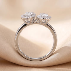 0.94 CT Round & Pear Diamond Halo Bypass Ring