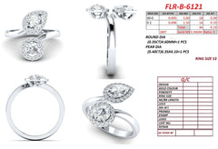 0.94 CT Round & Pear Diamond Halo Bypass Ring
