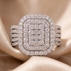 1.46 CT Diamond Cushion Cluster Multi Row Ring