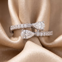 0.92 CT Pear & Round Diamond Bypass Ring