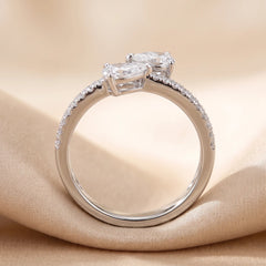 0.92 CT Pear & Round Diamond Bypass Ring