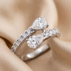 0.92 CT Pear & Round Diamond Bypass Ring