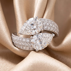 5.18 CT Pear & Round Diamond Pavé Bypass Ring