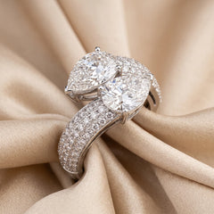 5.18 CT Pear & Round Diamond Pavé Bypass Ring
