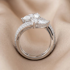 5.18 CT Pear & Round Diamond Pavé Bypass Ring