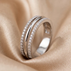 0.30 CT Diamond Double Row Band Ring
