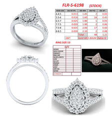 1.21 CT Diamond Pear Cluster Halo Ring
