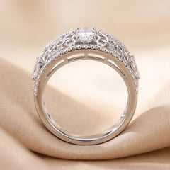 0.66 CT Oval & Round Diamond Celtic Knot Band Ring