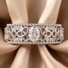 0.66 CT Oval & Round Diamond Celtic Knot Band Ring