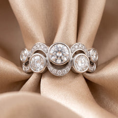 1.31 CT Round Diamond Bezel Wave Ring