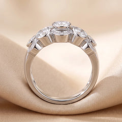 1.31 CT Round Diamond Bezel Wave Ring