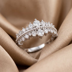 0.62 CT Diamond Double Row Beaded Band Ring