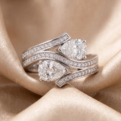 1.72 CT Pear & Round Diamond Bypass Ring