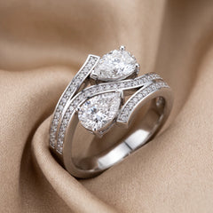 1.72 CT Pear & Round Diamond Bypass Ring