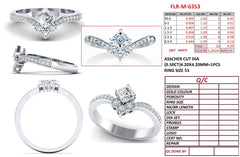 0.79 CT Asscher-cut & Round Diamond V Shaped Ring