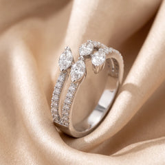 1.07 CT Marquise & Round Diamond Bypass Ring