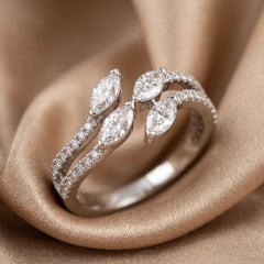 1.07 CT Marquise & Round Diamond Bypass Ring