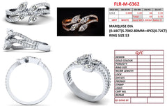 1.07 CT Marquise & Round Diamond Bypass Ring