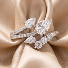 1.39 CT Pear & Round Diamond Bypass Ring